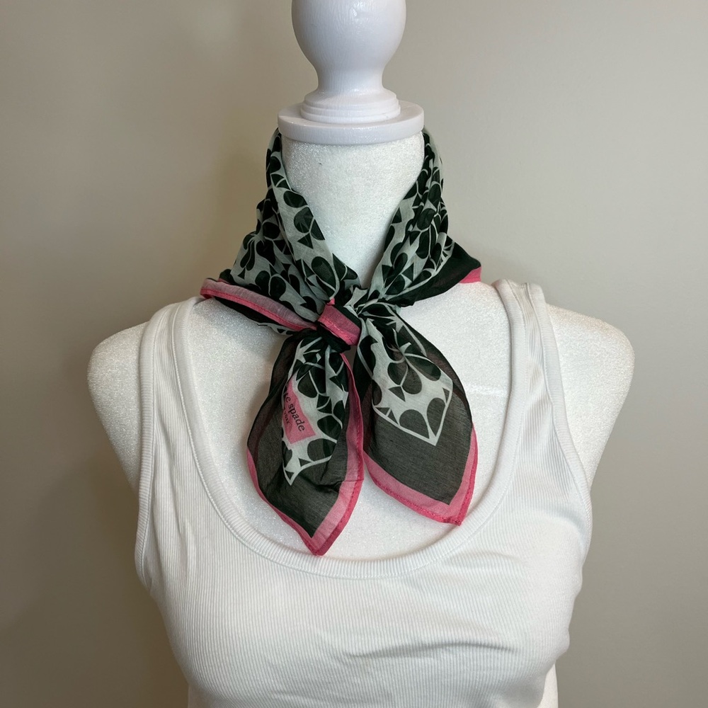 Kate Spade Logo Patterned Scarf with Pink Border